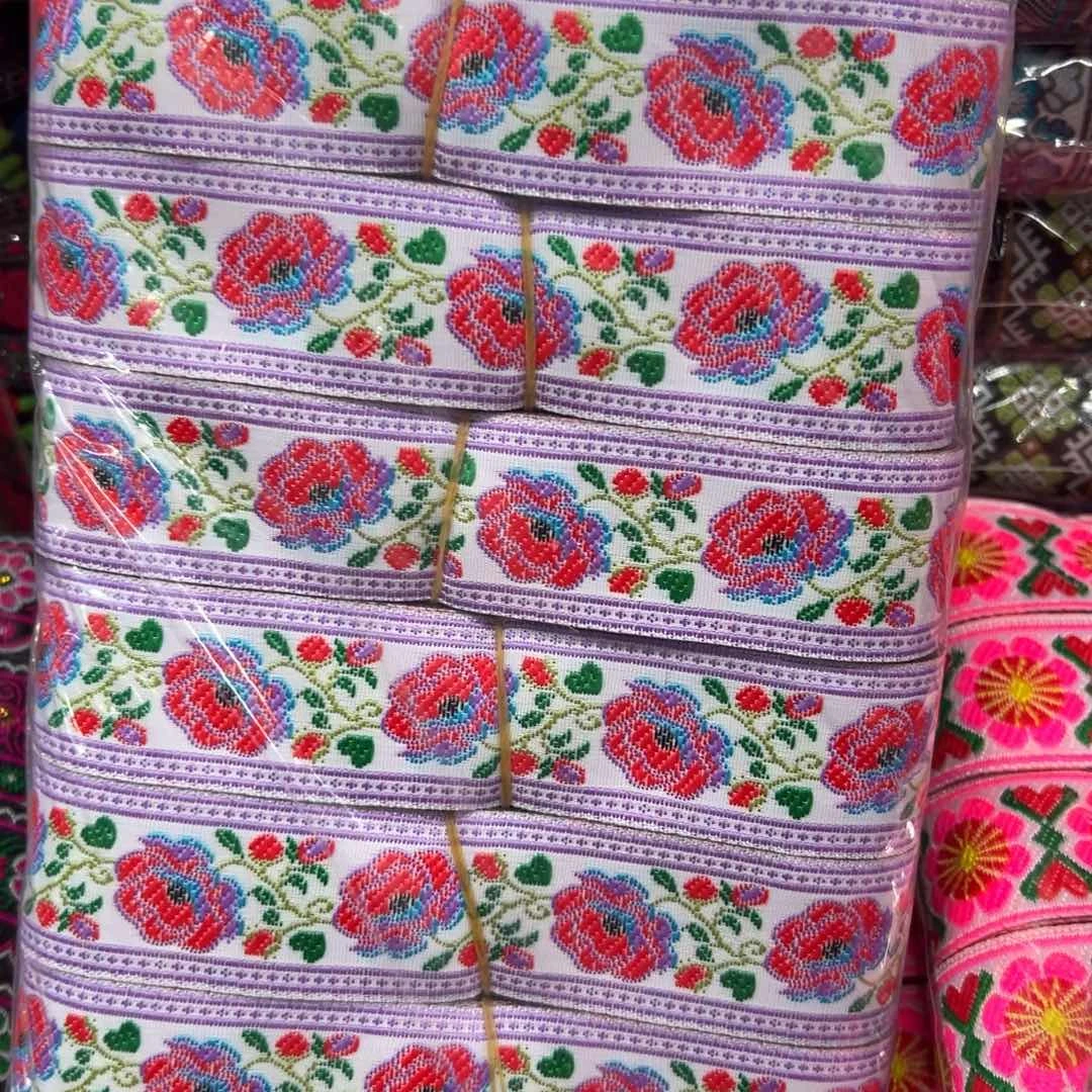 民族风批发花边3.3白底红色新款