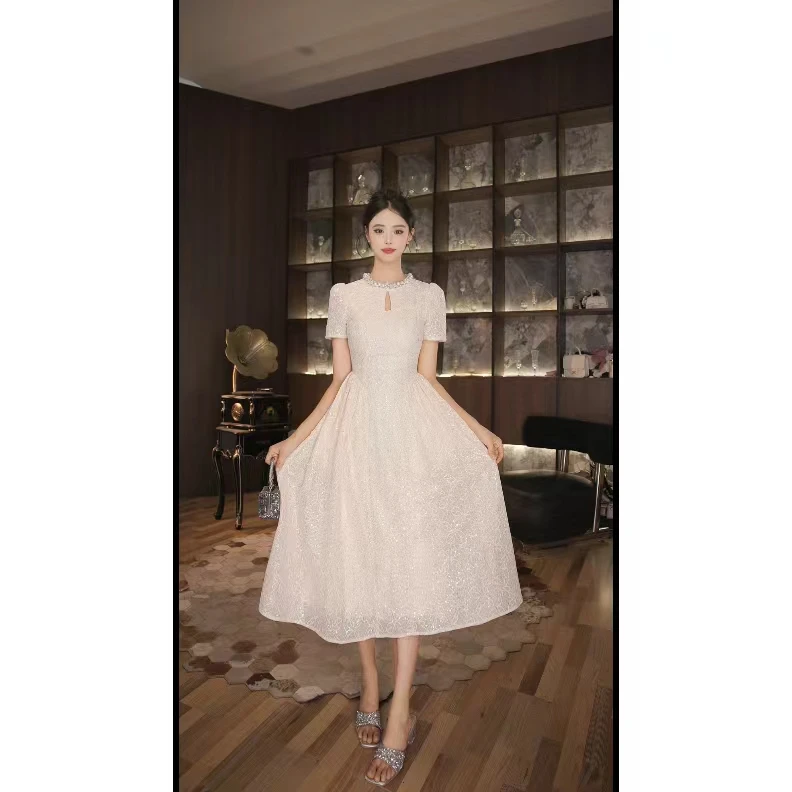 尤米定制 国内设计师品牌 气质收腰连衣裙21751