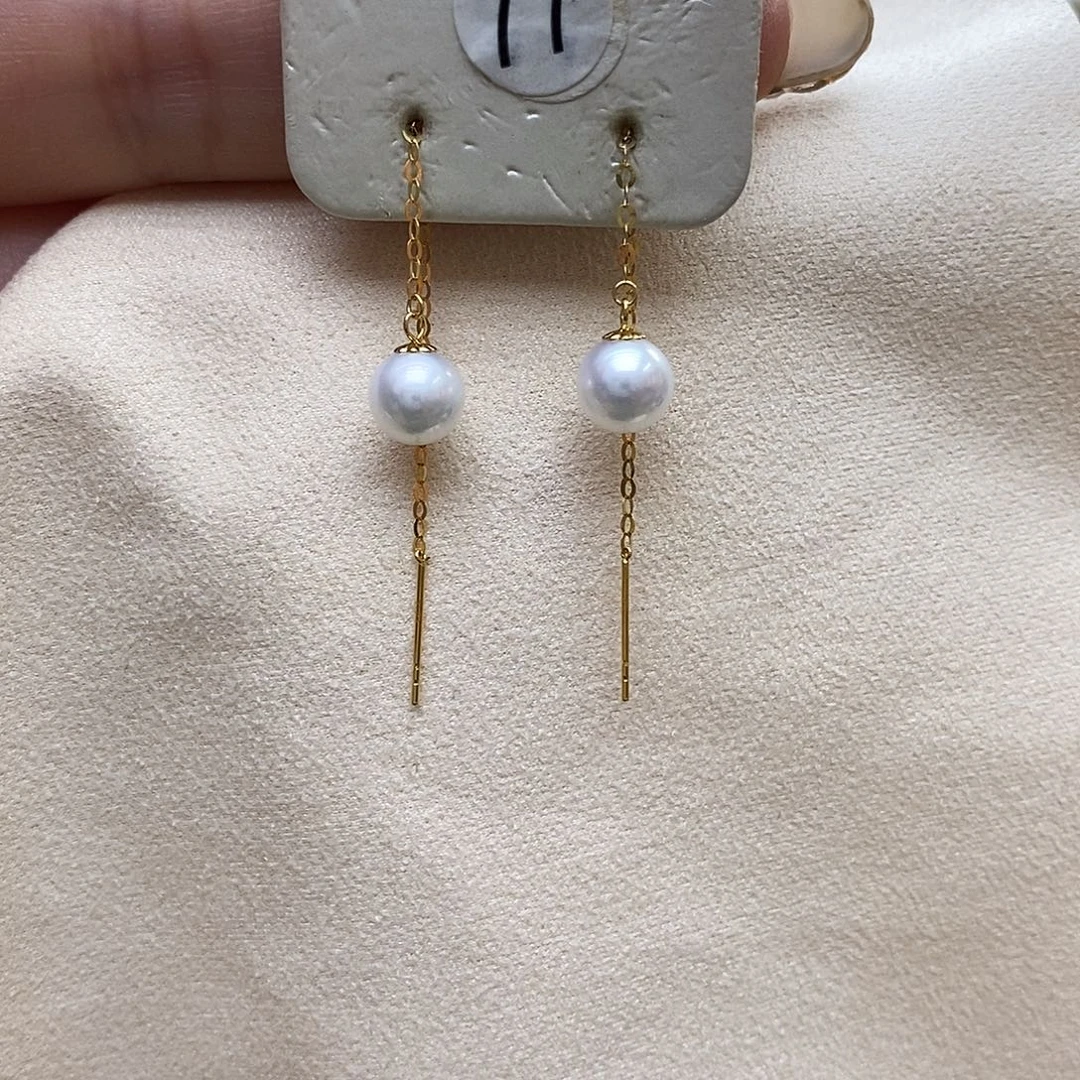 耳饰淡水珍珠18K金镶嵌