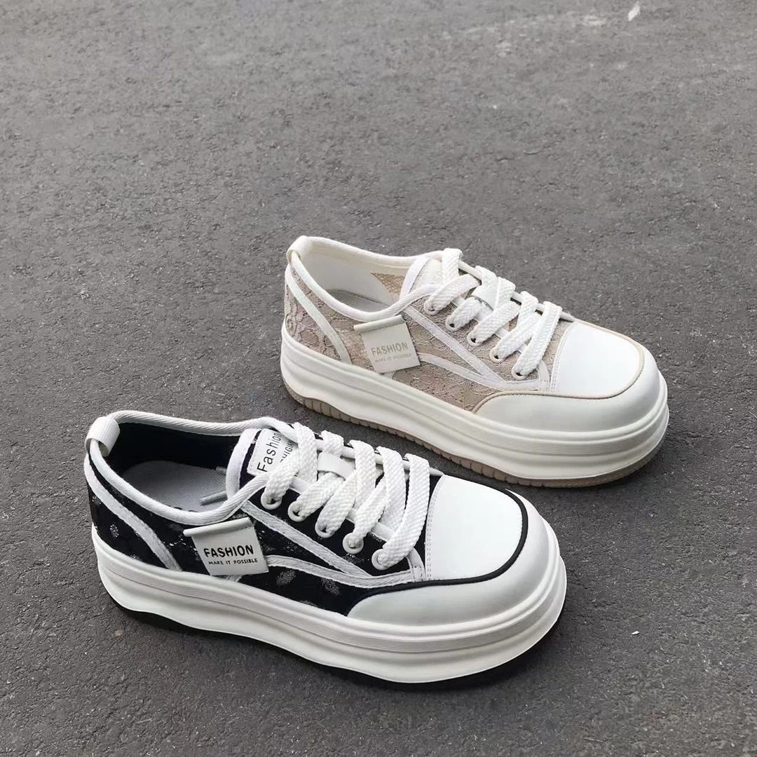 406544763小白鞋2025年夏季新款轻便厚底单网透气百搭休闲板鞋女