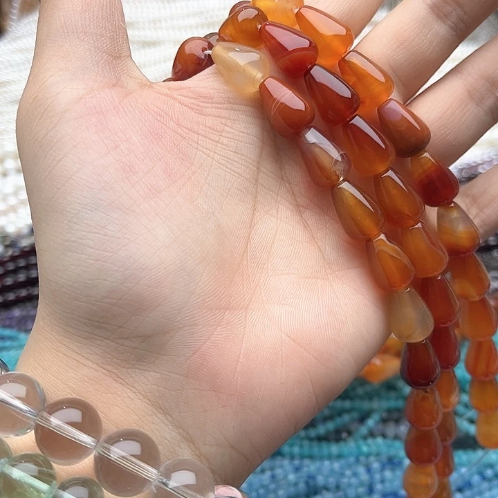 未镶嵌玛瑙/玉髓珠宝半成品一条10/15mm左右玛瑙水滴