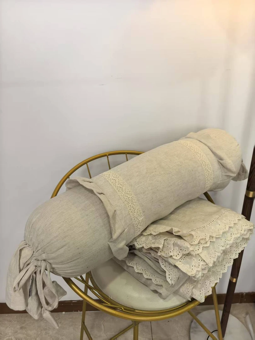 【稳德-圆柱抱枕】棉麻四件套法式长条圆柱枕轻奢高级简约