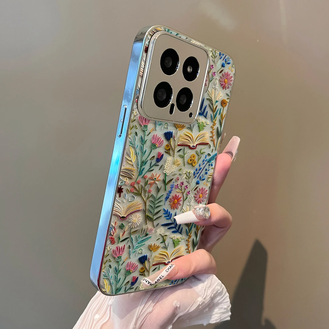 适用小米手机壳高级感小雏菊树叶支架电镀奢华网红男女款创意个性
