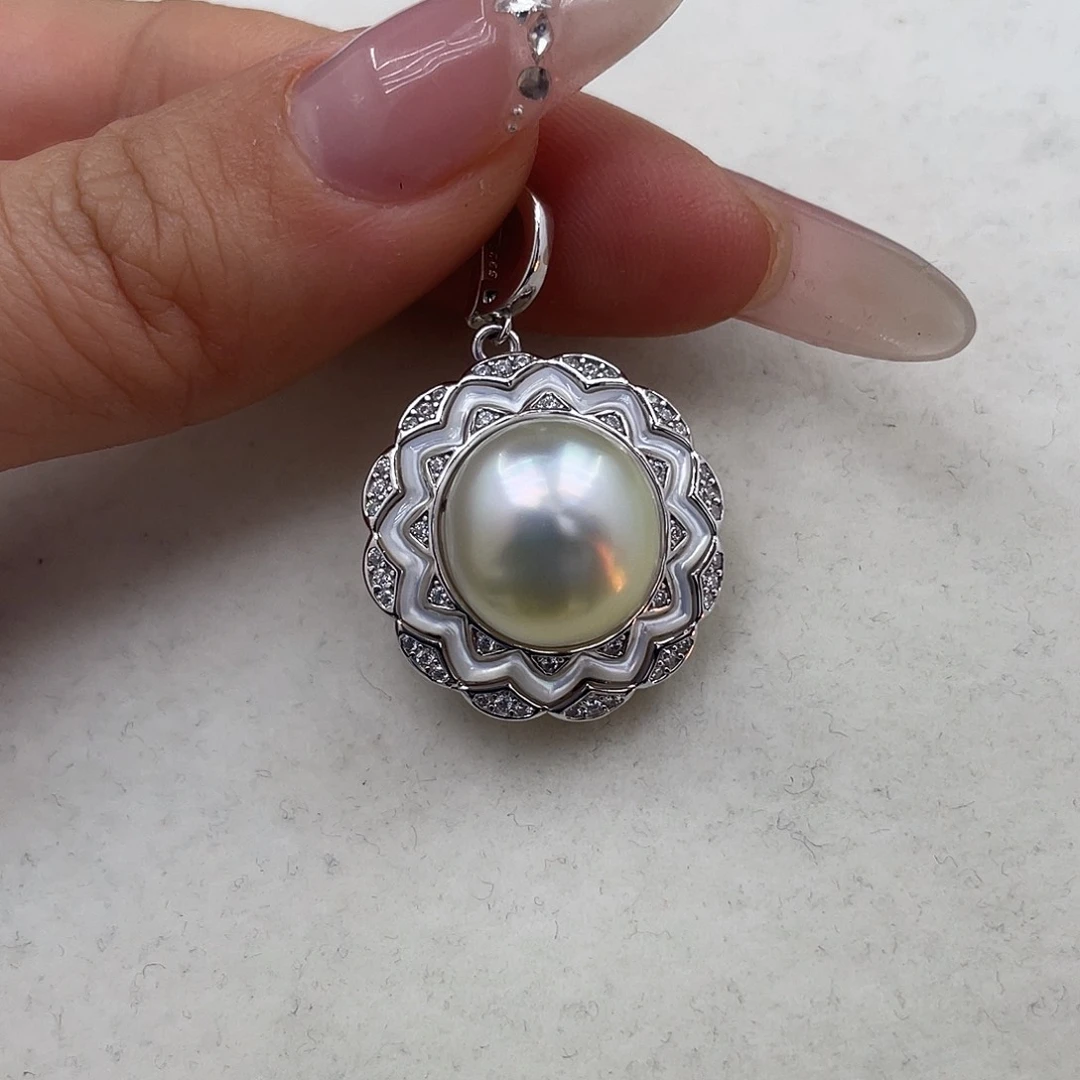 海水珍珠颈饰银S925镶嵌