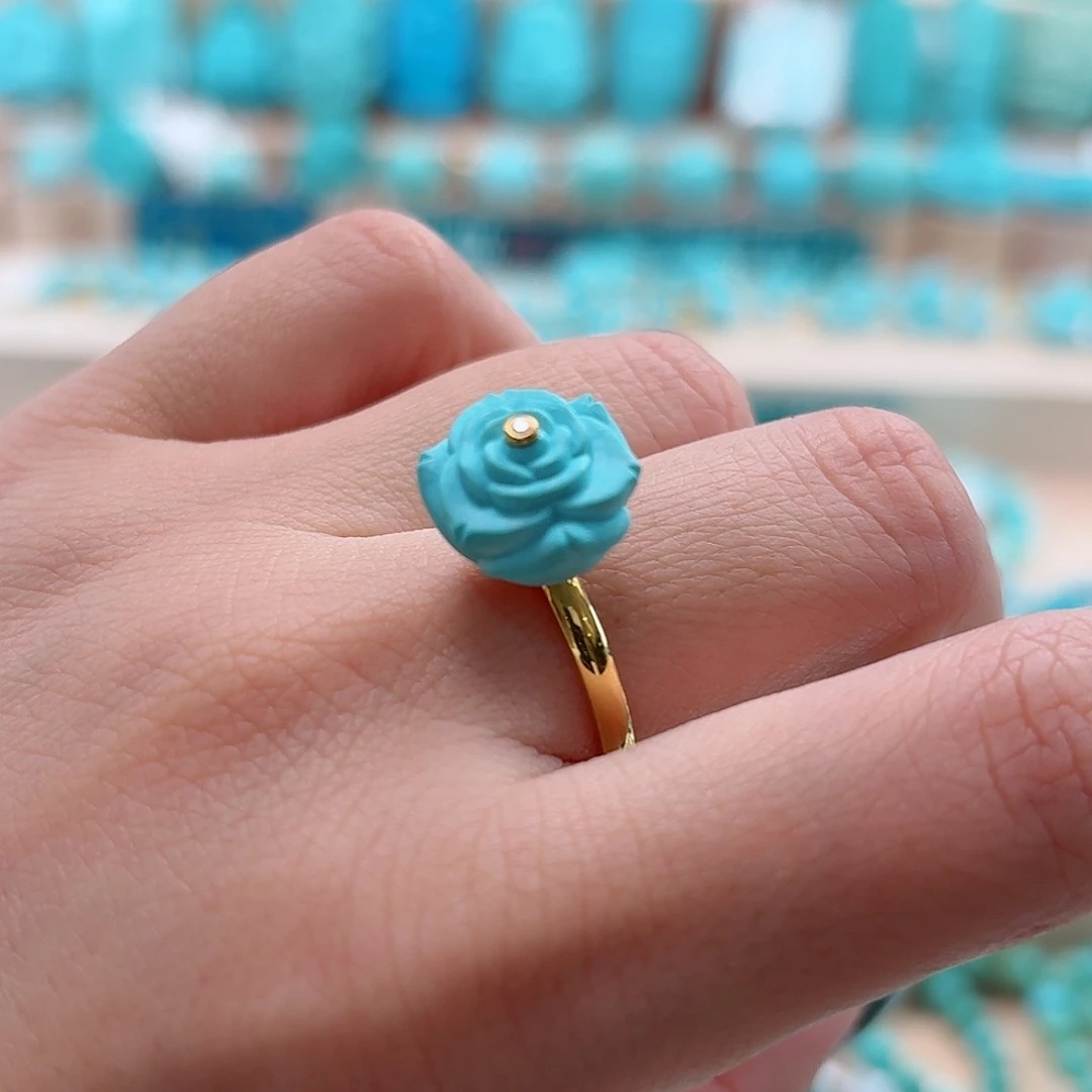 绿松石18K金镶嵌珠宝奇石