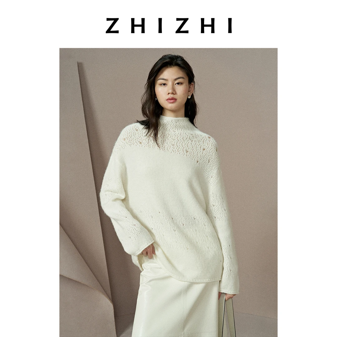 致知 南风谷 针织毛衫驼毛镂空松弛感女25冬ZZ2EWKZN111