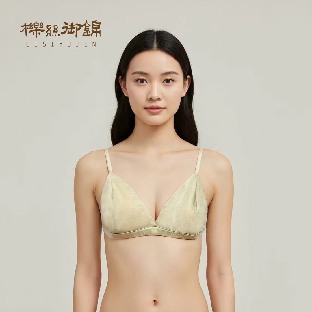 小胸无钢圈法式无痕真丝文胸三角杯性感欧若凤杯垫天然乳94057