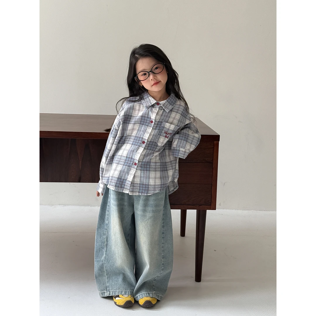 Harper kids 韩系童装休闲外穿格子开衫衬衫 H25A290763