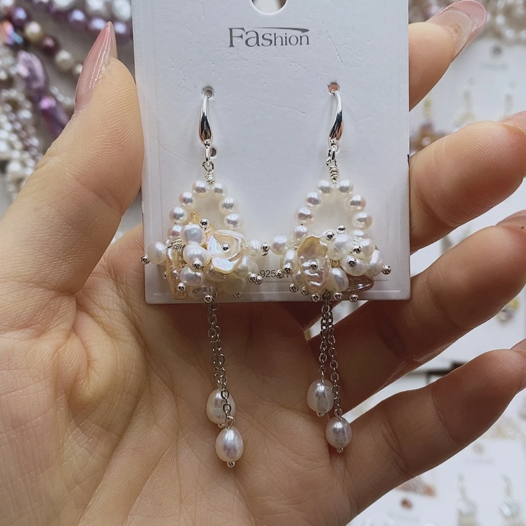 耳饰淡水珍珠银S925镶嵌