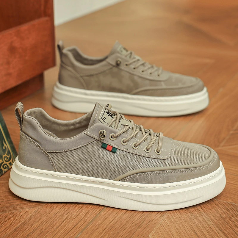 免系带男鞋2025新款透气男式休闲鞋子网鞋男网面男生板鞋MD77008