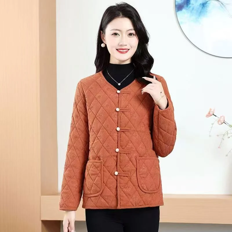 061冬季新品外套 时尚百搭加绒复古圆领