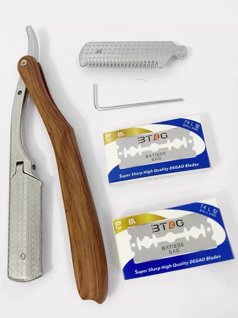 安全刮刀防刮伤理发店专用剃须刀手动刮胡刀刮脸刀不锈钢换刀片式