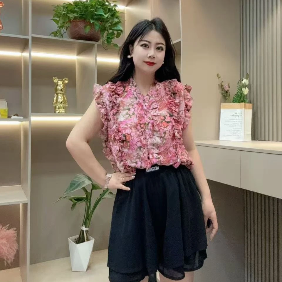 夏季上衣-娇 617 时尚薄款气质潮流显瘦菲边胖MM大码女装新款