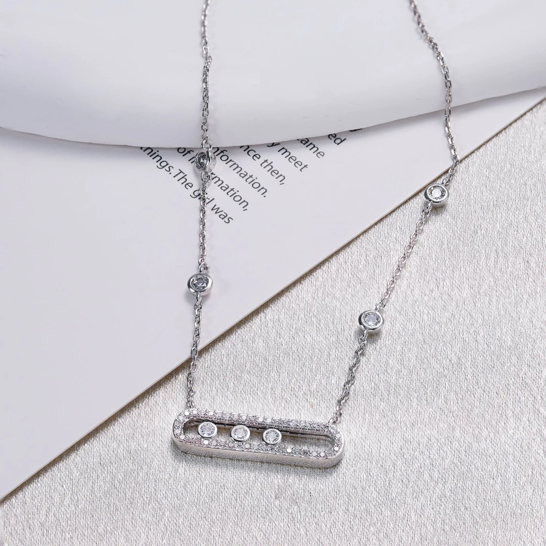 【星轨】精致气质轻奢小众三钻滑动锁骨链首饰DIY项链EW12374