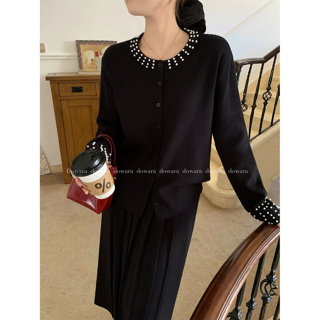 现货大婉酱微胖定制 气质小香风设计圆领上衣百搭半身裙套装6540D