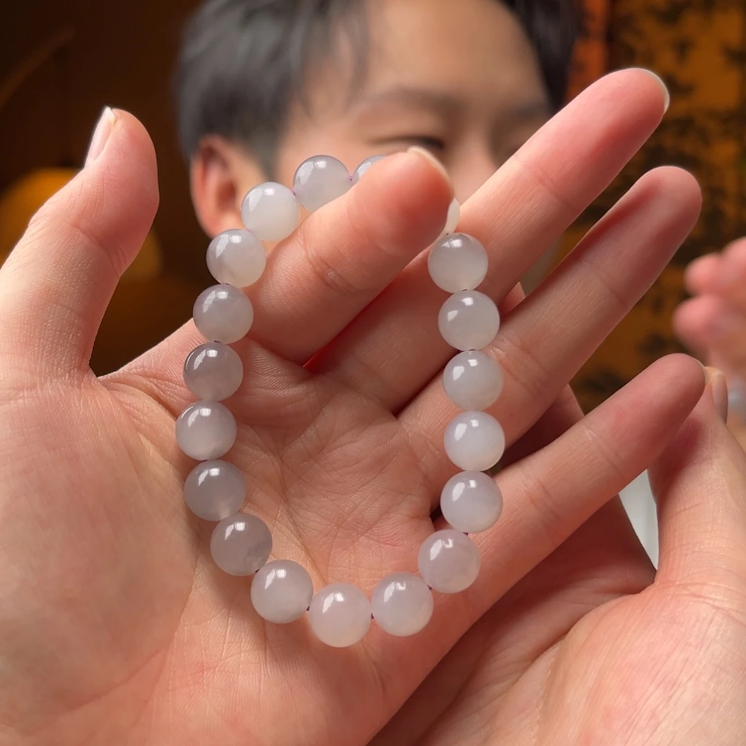 手串未镶嵌和田玉冰烟紫10mm450