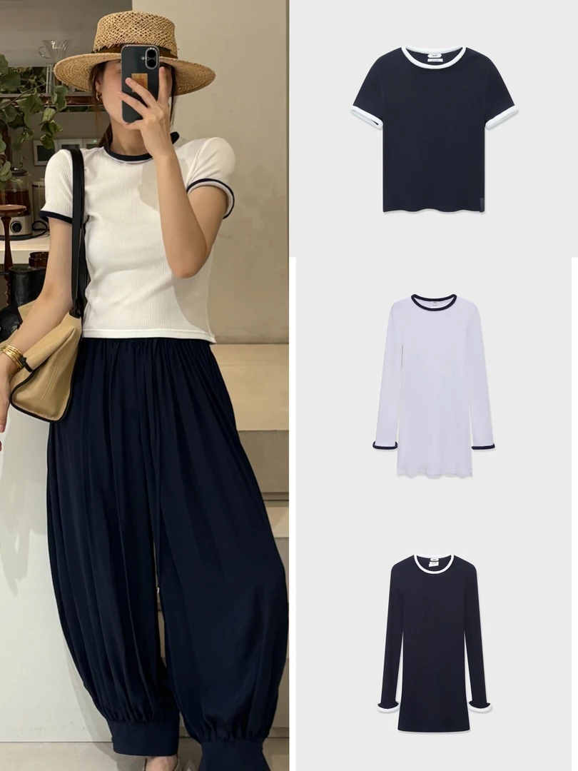 IMMI  25早秋新品套头简约休闲混纺短袖设计师显瘦纯色T恤百搭