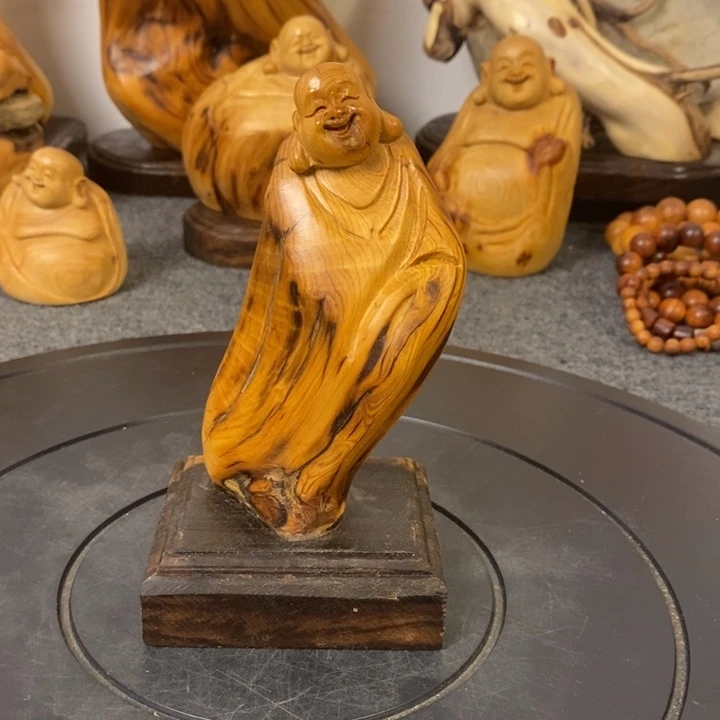 柏木（崖柏）崖柏弥勒佛摆件根雕工艺品
