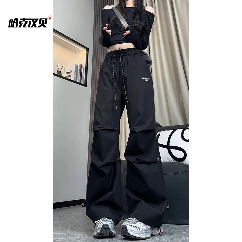 美式高街机能阔腿工装裤潮牌春秋季休闲大码宽松户外速干伞兵裤子