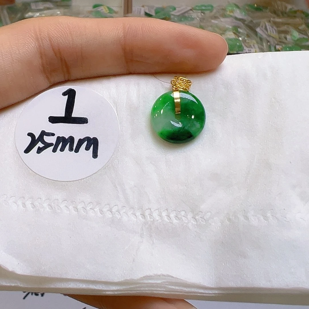 翡翠18K金镶嵌吊坠(不含链)我