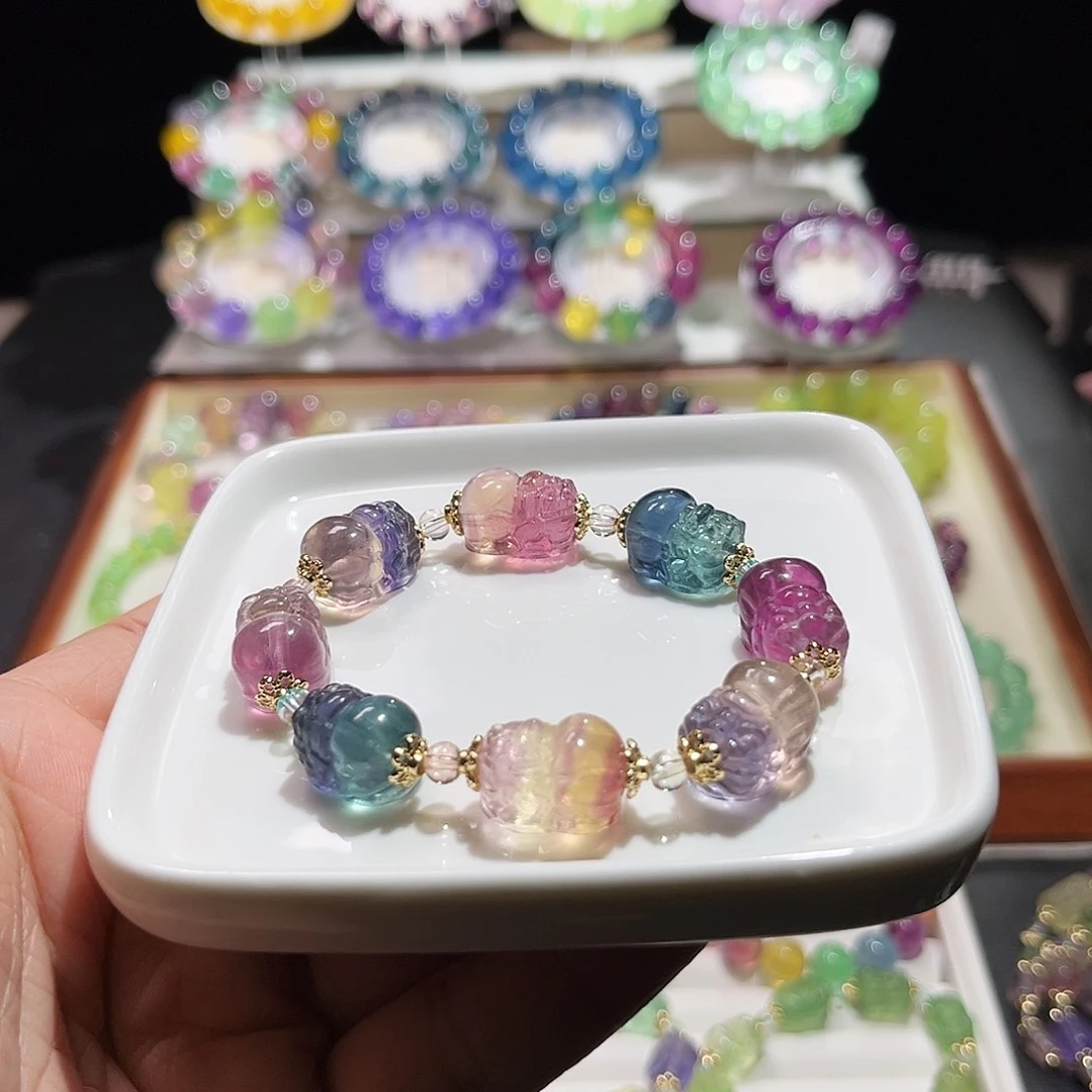 未镶嵌手串萤石彩西瓜貔貅