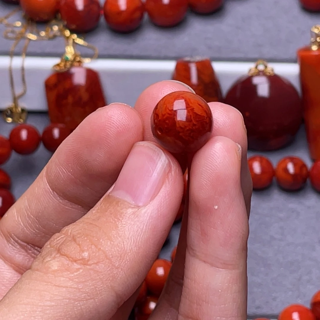 南红玛瑙其他未镶嵌小****3y11.6mm瓦西火焰纹单珠