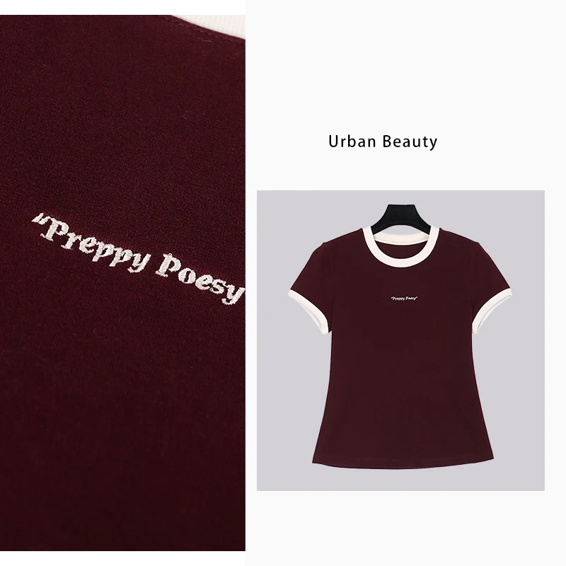 包肩袖圆领t恤显瘦短款时尚休闲百搭修身设计感小众夏季女DF2190