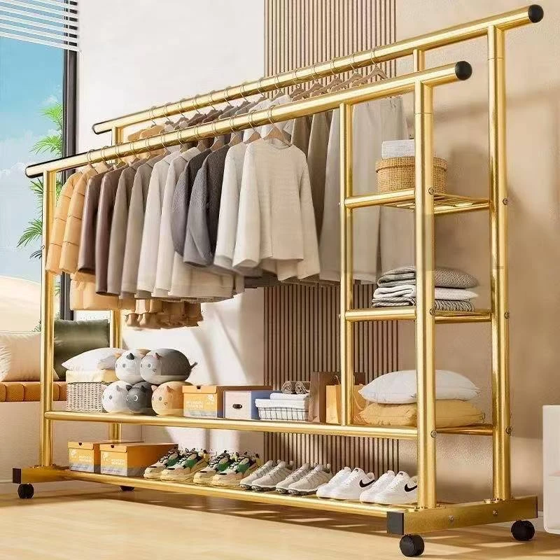 特粗大容量挂衣架家用落地立式晾衣架简易晒衣架卧室宿舍衣服架