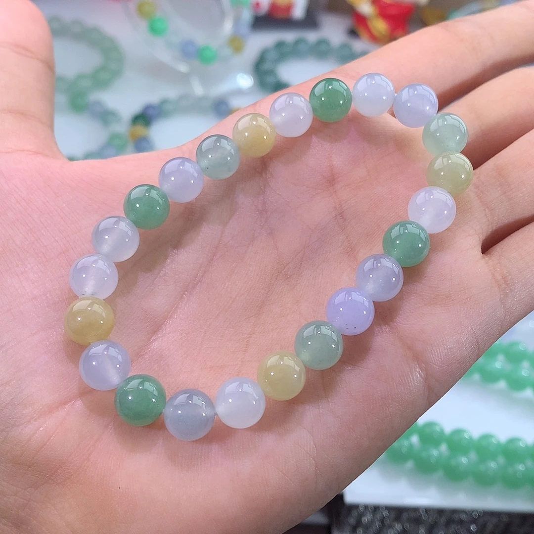未镶嵌手链翡翠翡翠冰种多宝手串