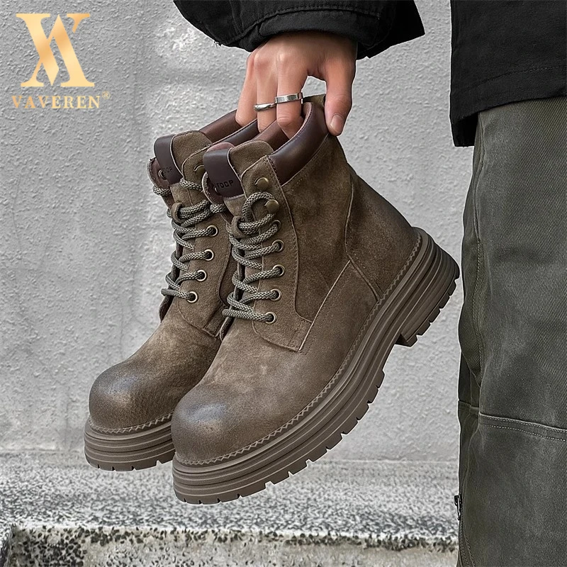 马丁靴男款复古厚底增高工装短靴真皮高帮机车休闲男士中筒马丁靴