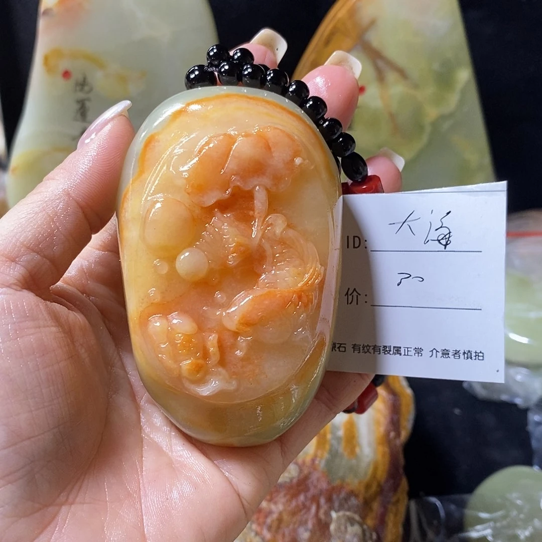 石材大*古青石手把件
