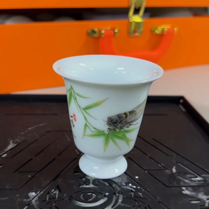 孤品福利羊脂玉高脚铃铛杯85毫升