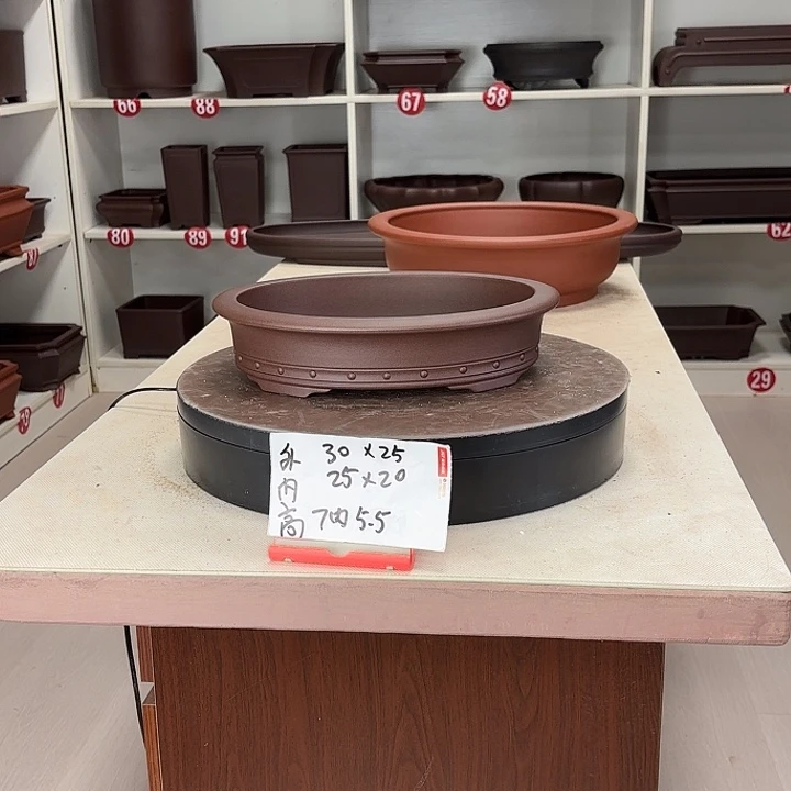紫砂花盆双线小椭圆