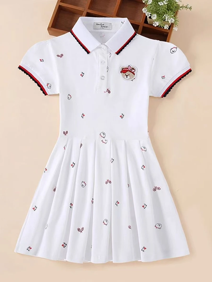 短袖休闲风纯色女夏季运动风洋气连衣裙小女童裙韩版小童宝宝夏装