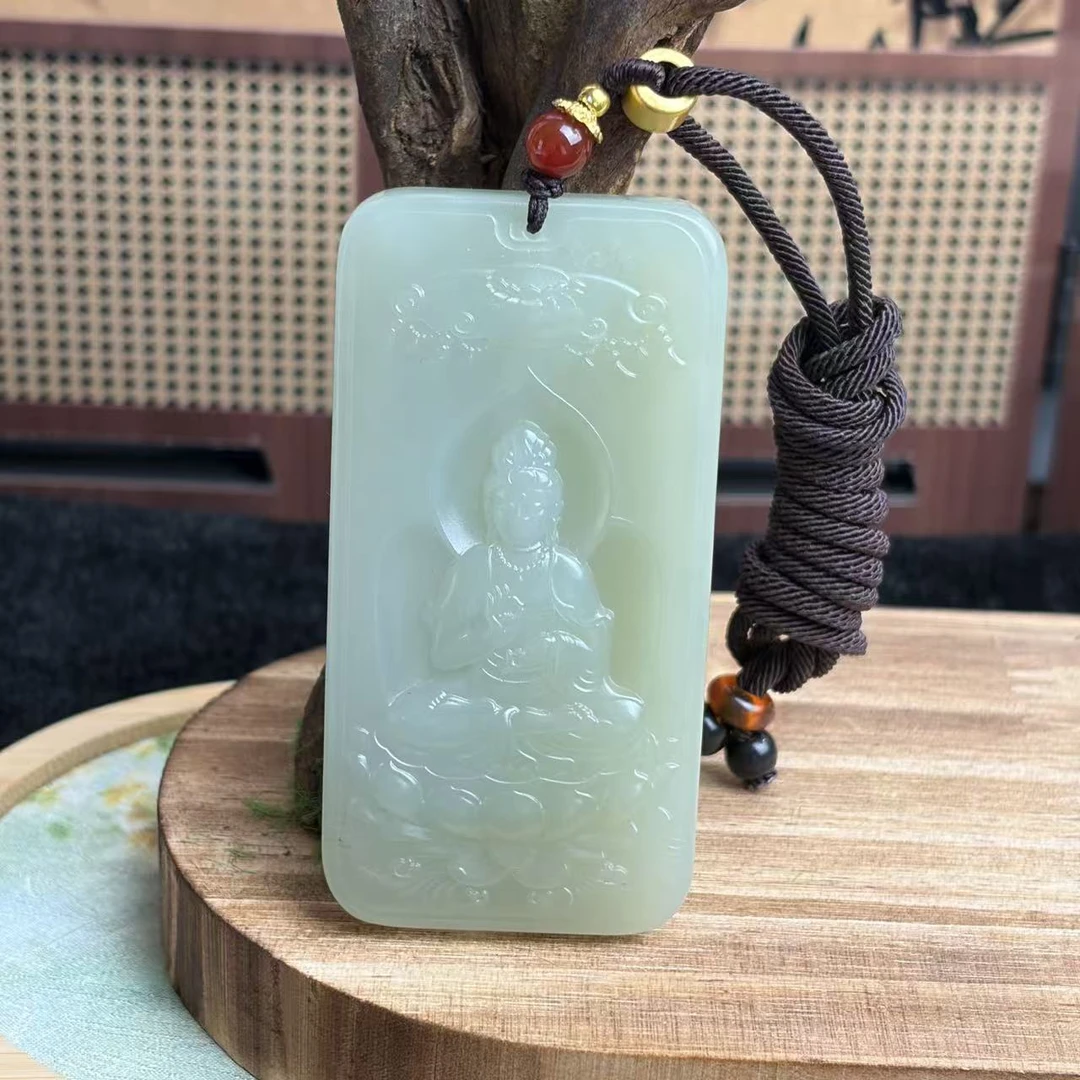 和田玉晴水观音挂件A030