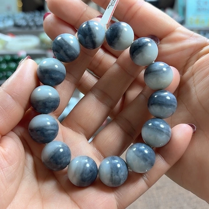 和田玉手链未镶嵌新疆青花聚宝盆卡16