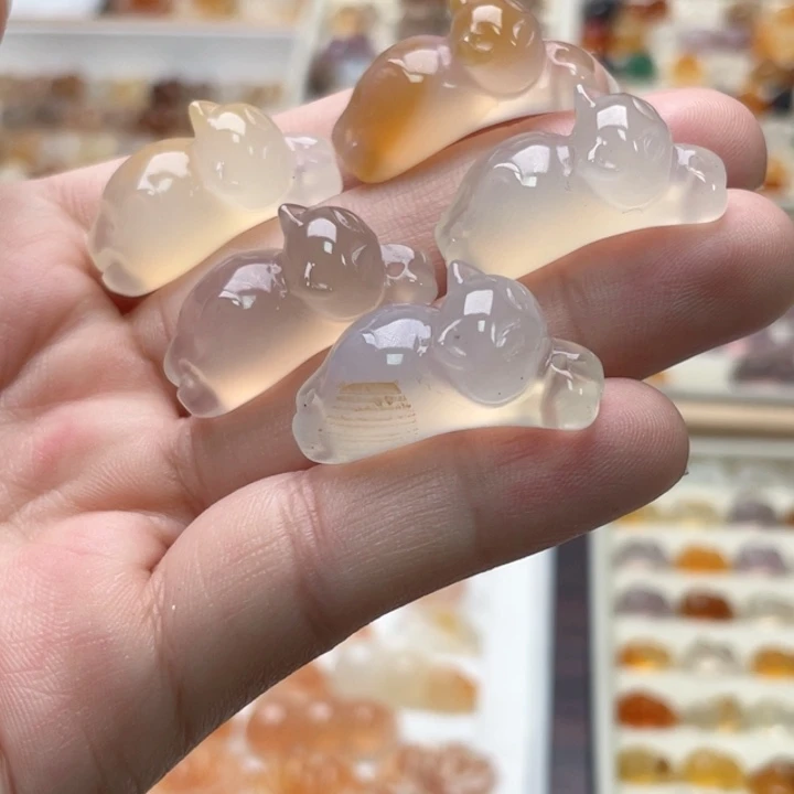 玛瑙/玉髓未镶嵌玛瑙福利趴趴猫/只