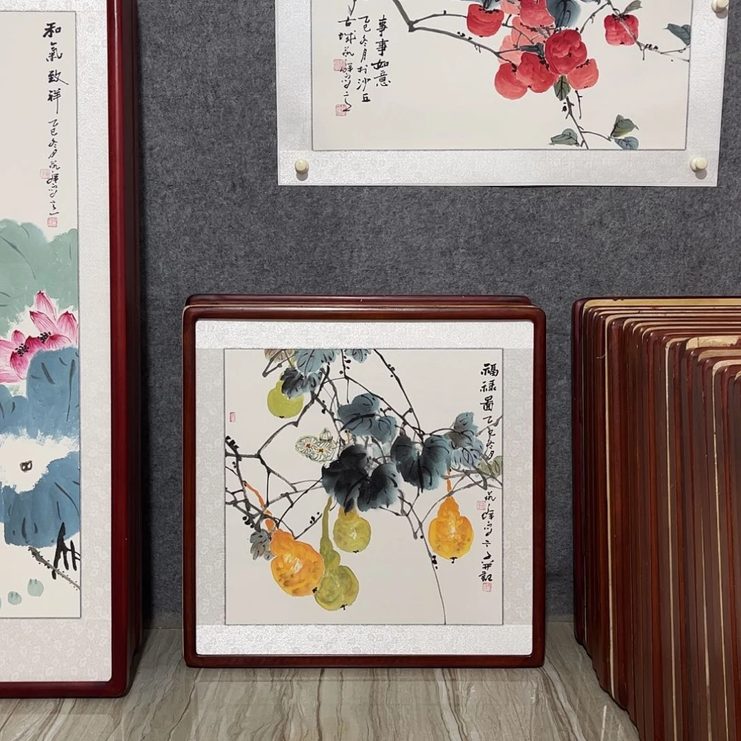 国画书画作品带框63×63