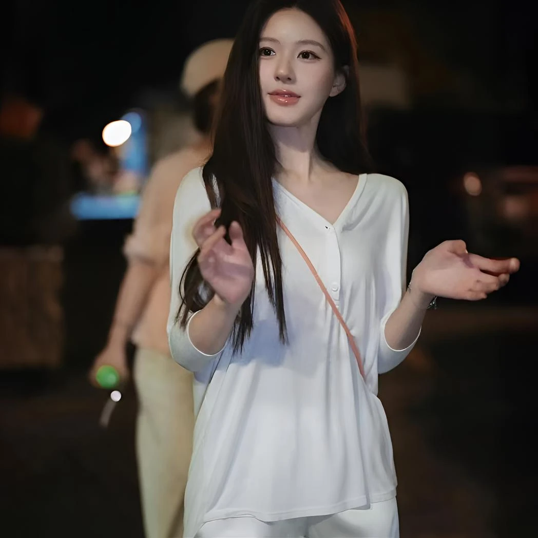 2025新款夏季睡衣女露思同款针织上衣纯欲高级感短裤女家居服套装