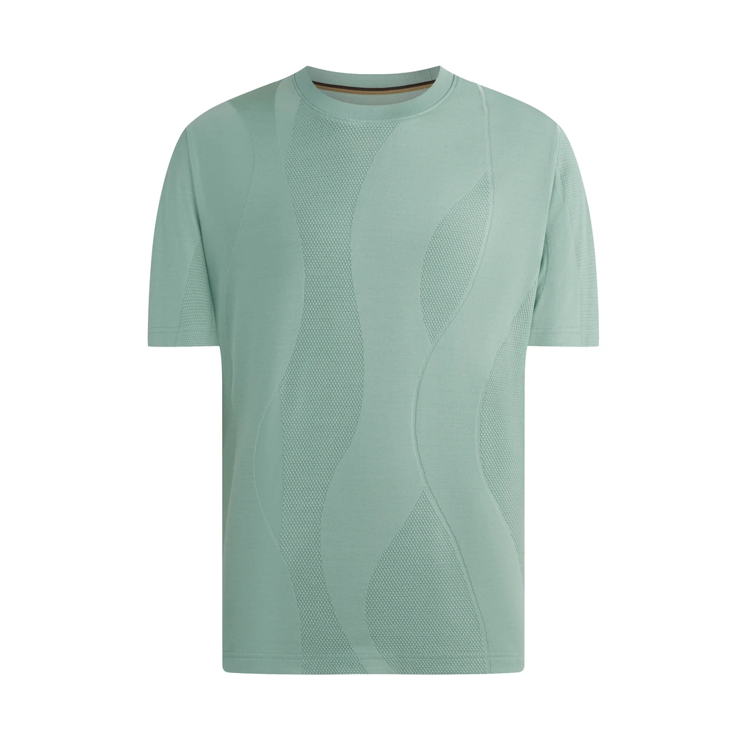 夏季新款简约圆领短袖吉萨移圈提花透气情侣同款T恤上衣男