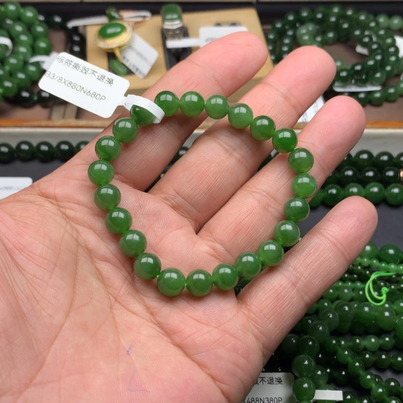 【闪购商品】未镶嵌手链和田玉（碧玉）酒****律8