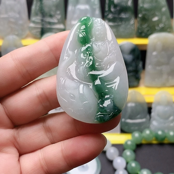 翡翠未镶嵌吊坠(不含链)普贤菩萨