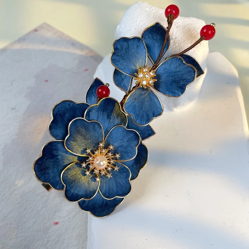 现货非遗绒花复古发夹纯手工制作默认微瑕改主体联系客服A-16