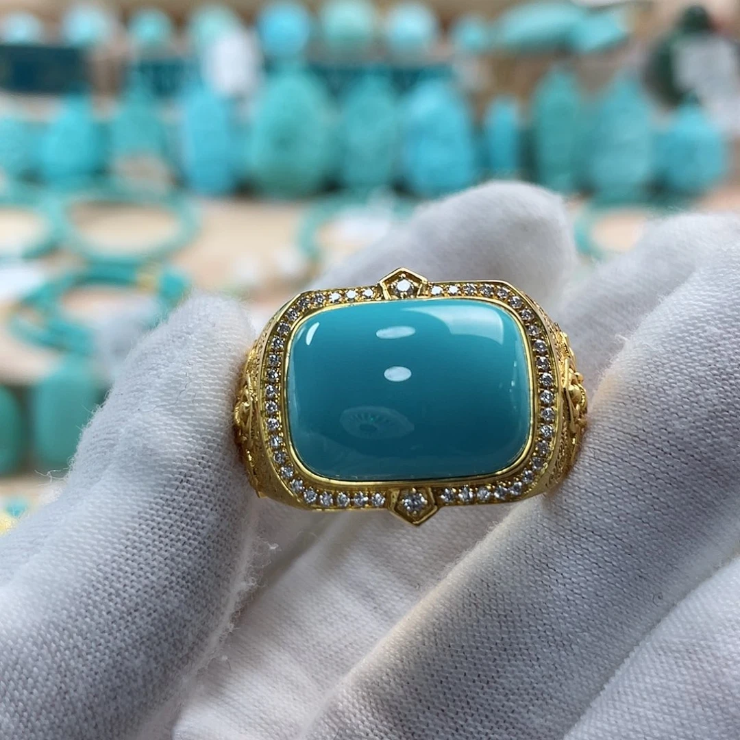 绿松石珠宝奇石18K金镶嵌