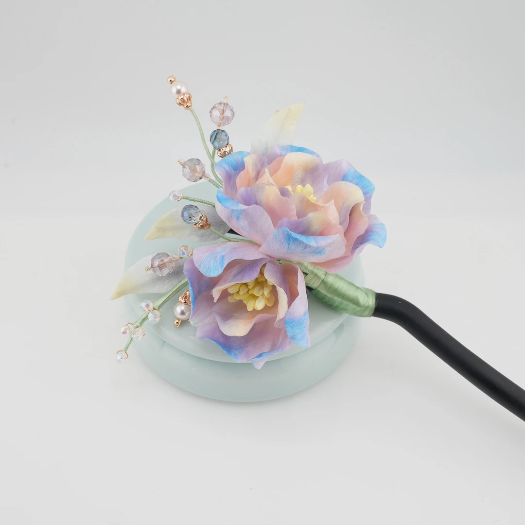 白壹北鼻【月莺】手工原创非遗绒花新中式汉服国风古风发饰