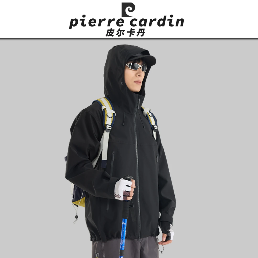 皮尔卡丹【官方】春秋新款男女同款冲锋衣外套户外休闲防水防风外套