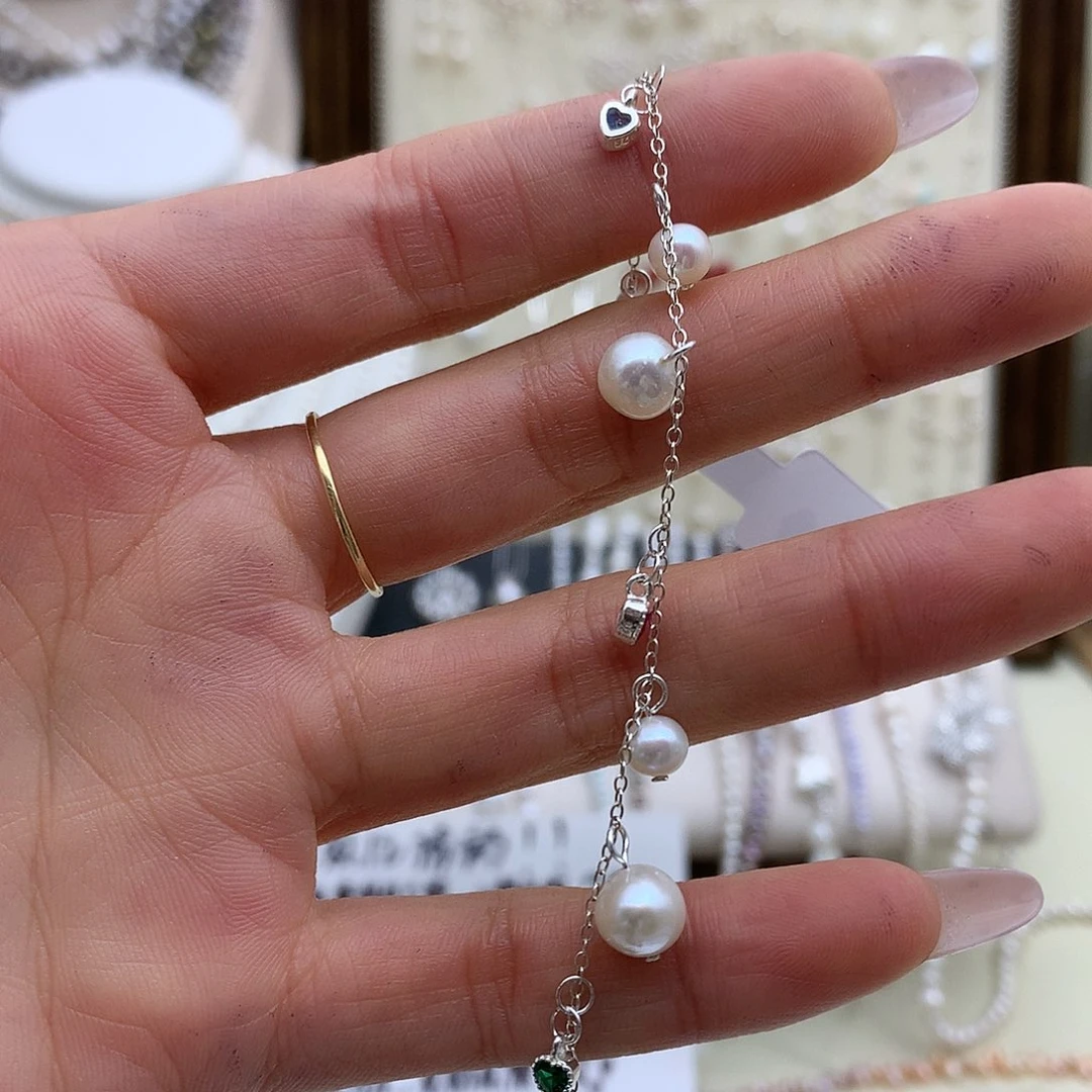 银S925镶嵌耳饰淡水珍珠