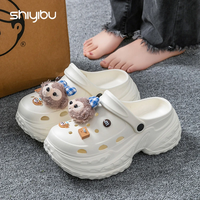 十一步7cm厚底增高洞洞鞋女款外穿2025夏季新款爆款防滑凉拖鞋女