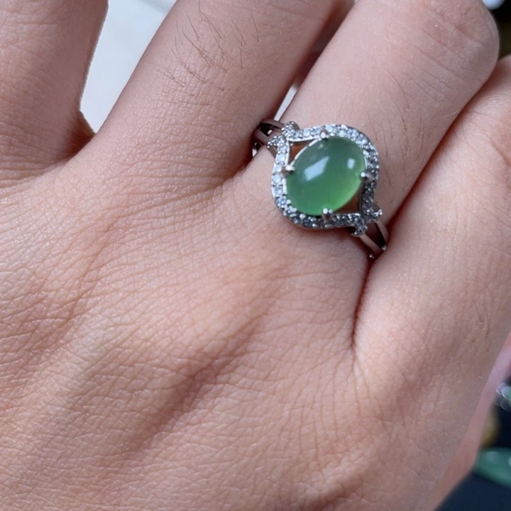 翡翠戒指银S925镶嵌戒指