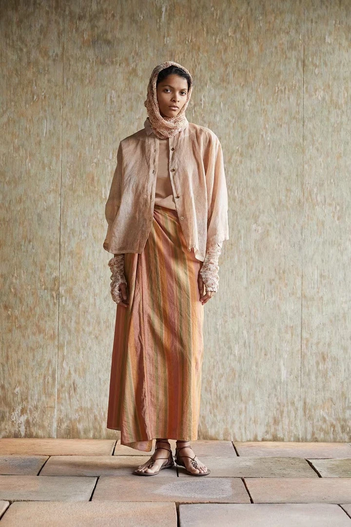 复古翻领植物染宽松长袖夏季时尚休闲薄款短外套